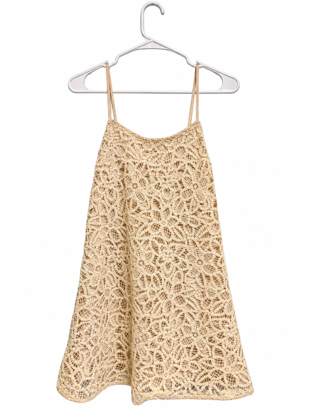Zara Cream Ivory Crochet Lace Mini Dress Boho Vacation Size Small
